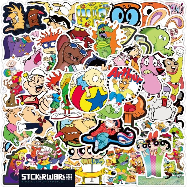 90's CARTOONS • 50PC STICKERWARE BAG