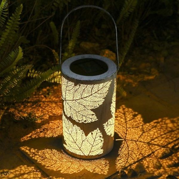 SOLAR LED GARDEN LANTERN • RUSTIC LEAF
