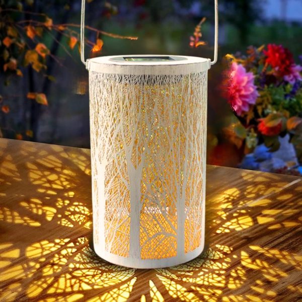 SOLAR LED GARDEN LANTERN • RUSTIC TREES