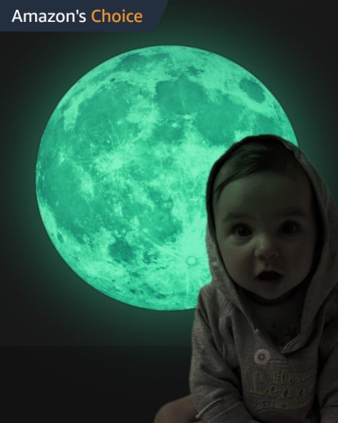 3D Moon Glow-in-the-Dark Wall Sticker • Extra Luminosity