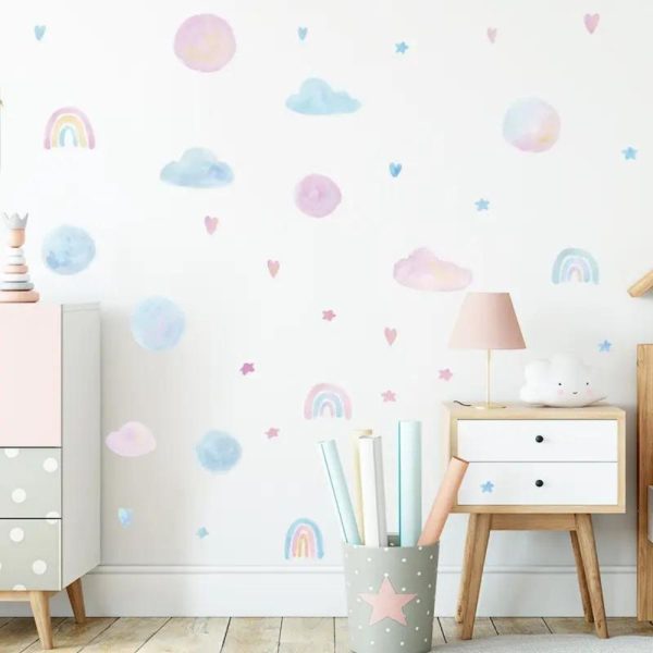 Pastel Clouds & Rainbows Wall Sticker Set
