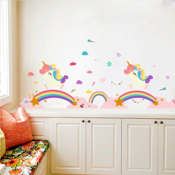 Unicorns Over The Rainbow Wall Sticker Set