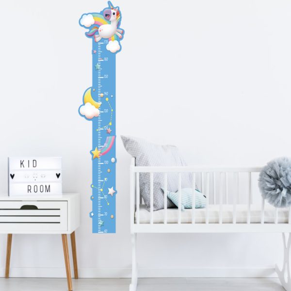 Colorful Unicorn Height Ruler Wall Sticker Set