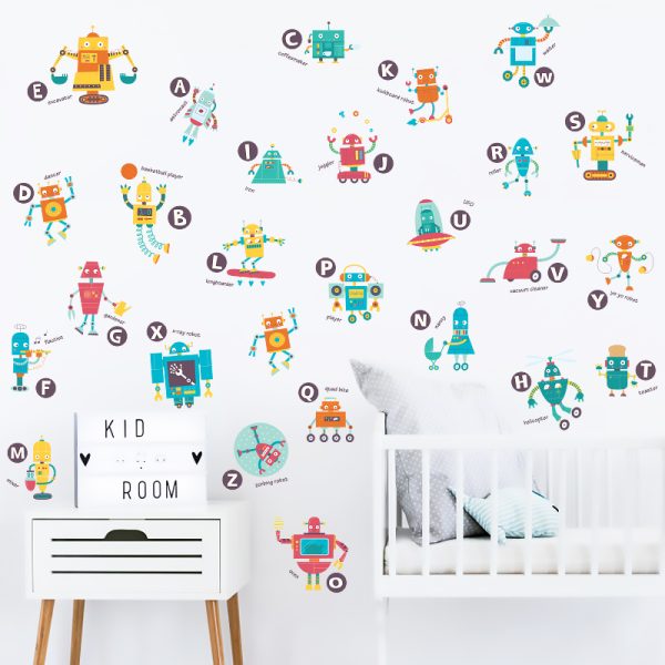 Alphabet Robots • Educational Wall Sticker Set