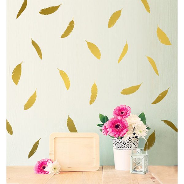 Wall Sticker Set - Gold Feathers