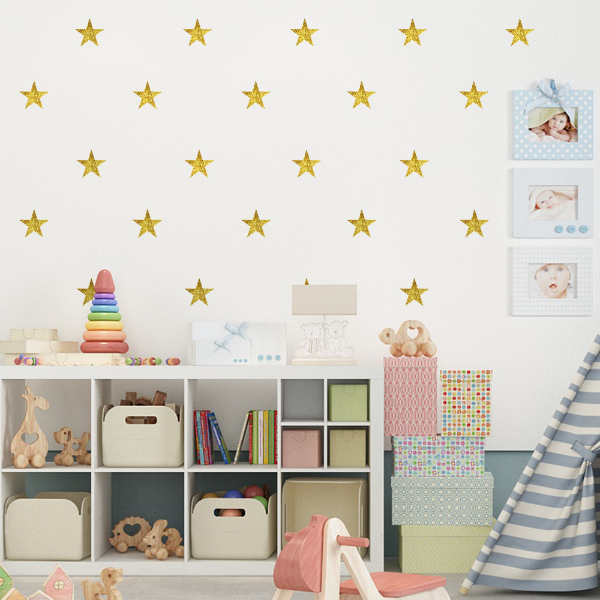 DOUBLE VOLUME: Wall Sticker Set - Gold Stars 3 Sizes
