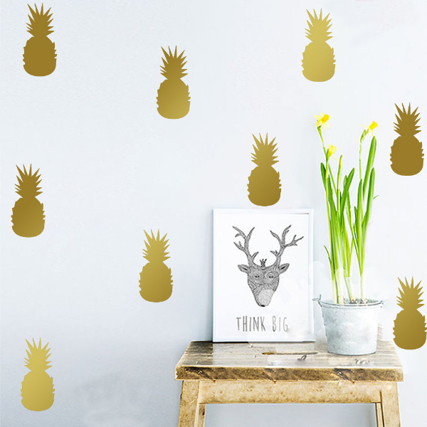 Wall Sticker Set - Gold Pineapples