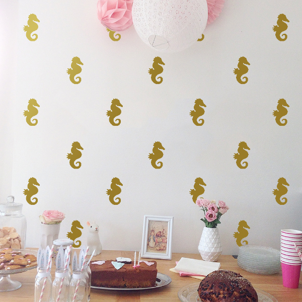 Wall Sticker Set - Gold Seahorse