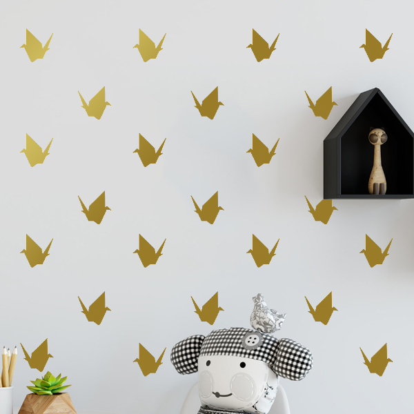 Wall Sticker Set - Gold Origami Swan