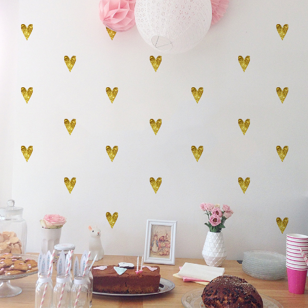 Wall Sticker Set - Gold Hearts ll