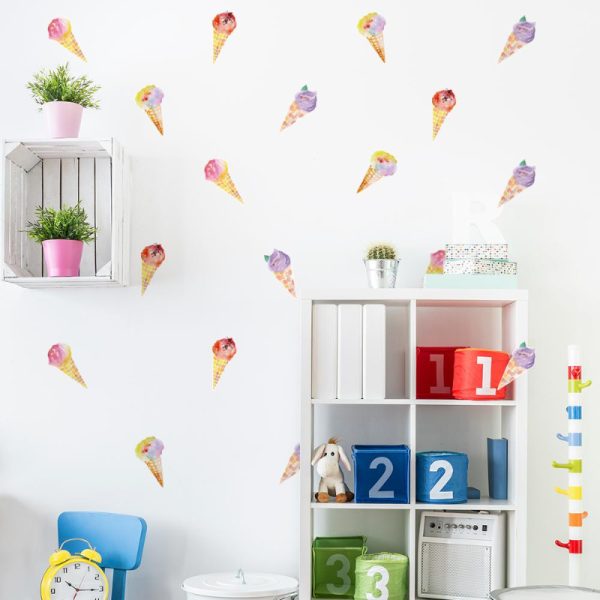 Wall Sticker Set - Water Color Colorful Ice Cream