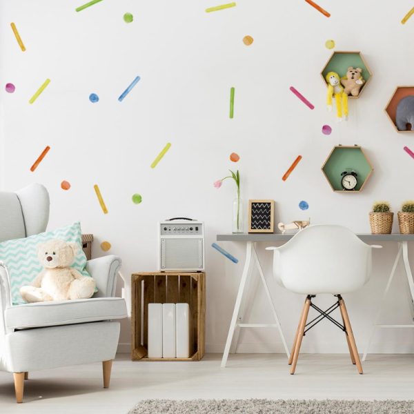 Wall Sticker Set - Large Water Color Colorful Sprinkles & Dots