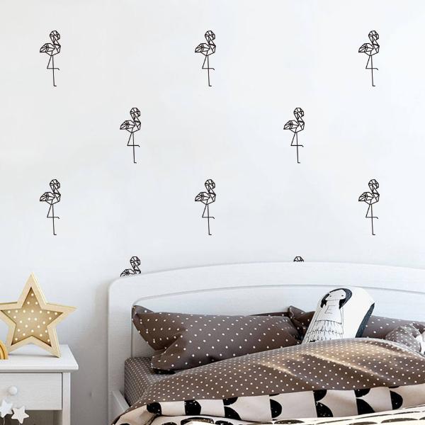 Wall Sticker Set - Origami Flamingo