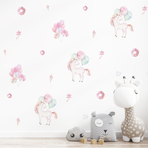 Wall Sticker Set - Sweet Unicorn & Balloons