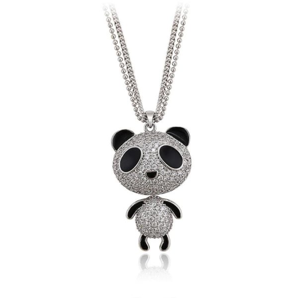 3D Bling Panda • Rhodium Plated Necklace