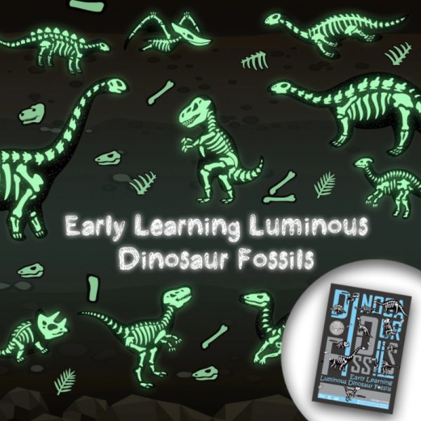 Dino Fossils Glow-in-the-Dark Educational Wall Sticker Set • Extra Luminosity