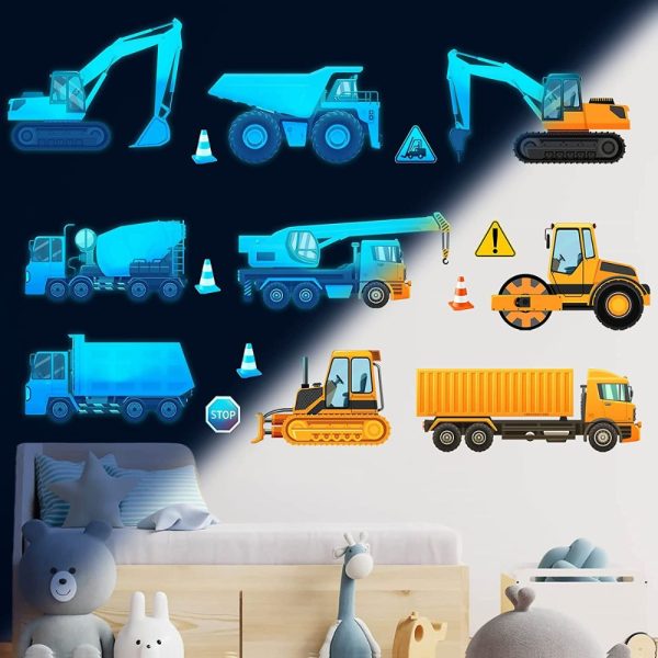 Construction Machines Glow-in-the-Dark Wall Sticker Set