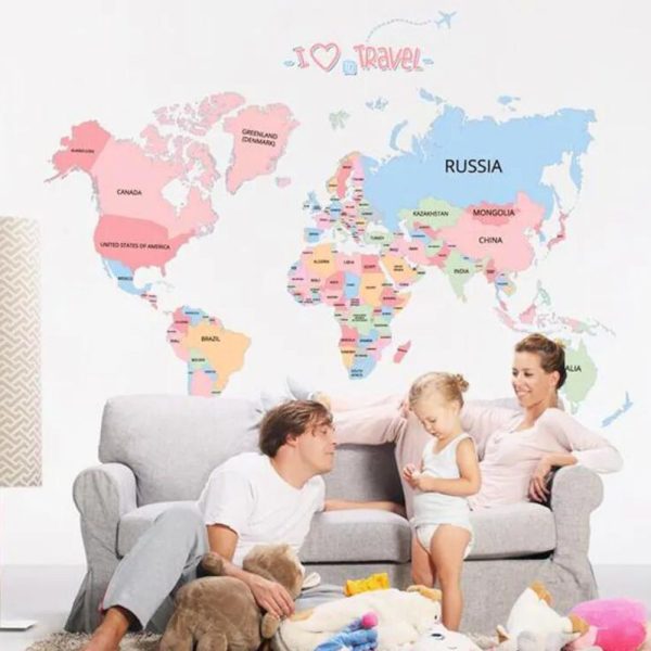 World Political Map • Educational Wall Sticker Set