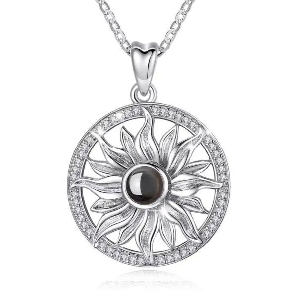 Sun Flower • Rhodium Plated 925 Sterling Silver Nano Projection Necklace