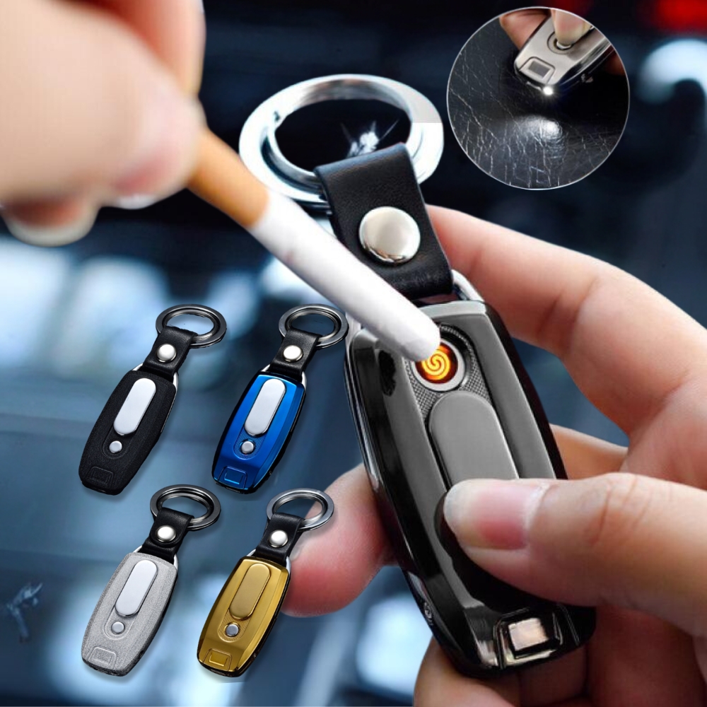 KEYCHAIN COIL LIGHTER WITH MINI LED FLASHLIGHT