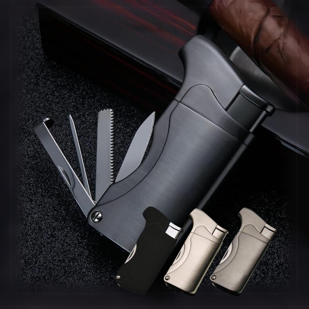 DELUXE JET CIGAR & PIPE LIGHTER WITH TOOL SET