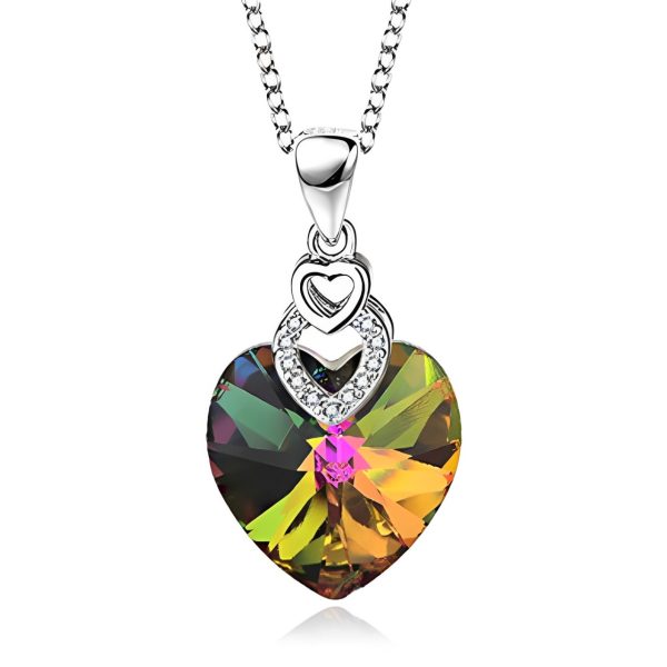 Soft Heart • Rhodium Plated 925 Sterling Silver Necklace with Swarovski Elements