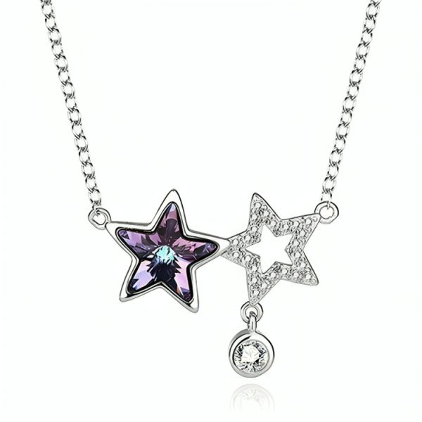 Stars • Rhodium Plated 925 Sterling Silver Necklace with Swarovski Elements