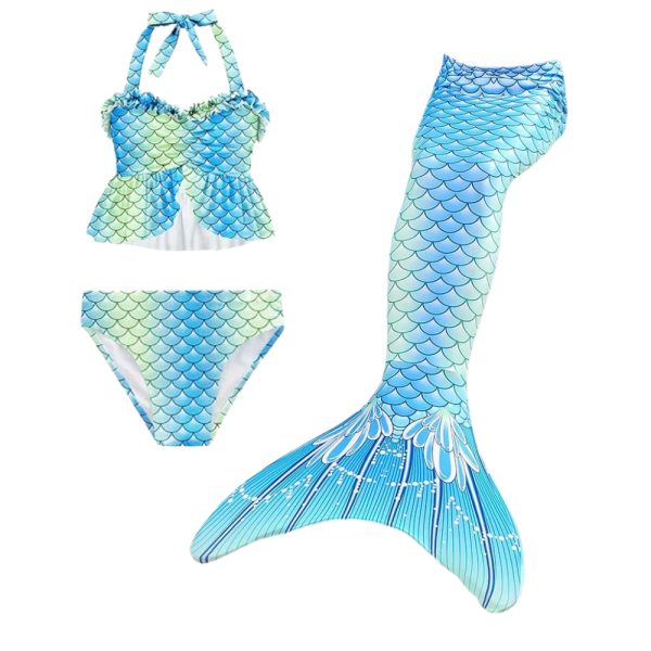 Girls 3-Piece Mermaid Swimwear • Turquoise