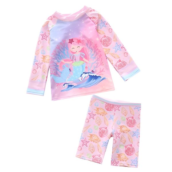Girls 2-Piece Swimwear Rash Guard UPF 50+ • Lovely Mermaid