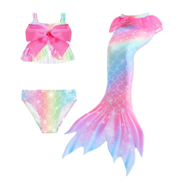 Girls 3-Piece Mermaid Swimwear • Pastel Colors